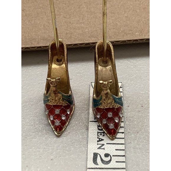 2 Metal Enamel Red Jeweled Stiletto Shoe Picture / Note Clip Holder - Picture 6 of 7